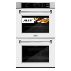 ZLINE 30 in. Professional True Convection Double Wall Oven with Air Fry and Self Clean in Stainless Steel with White Matte Doors - WAD-WM-30