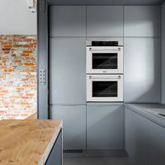 ZLINE 30 in. Professional True Convection Double Wall Oven with Air Fry and Self Clean in Stainless Steel with White Matte Doors - WAD-WM-30