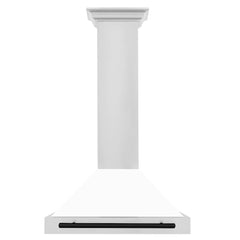 ZLINE Autograph Edition 30 in. Convertible Stainless Steel Range Hood with White Matte Shell and Matte Black Accents - KB4STZ-WM30-MB - The Home Selection
