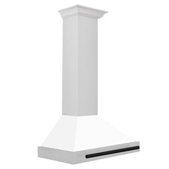 ZLINE Autograph Edition 30 in. Convertible Stainless Steel Range Hood with White Matte Shell and Matte Black Accents - KB4STZ-WM30-MB - The Home Selection