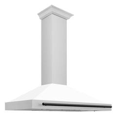 ZLINE Autograph Edition 48 in. Convertible Stainless Steel Range Hood with White Matte Shell and Matte Black Accents - KB4STZ-WM48-MB - The Home Selection