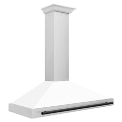 ZLINE Autograph Edition 48 in. Convertible Stainless Steel Range Hood with White Matte Shell and Matte Black Accents - KB4STZ-WM48-MB - The Home Selection