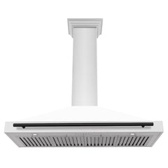 ZLINE Autograph Edition 48 in. Convertible Stainless Steel Range Hood with White Matte Shell and Matte Black Accents - KB4STZ-WM48-MB - The Home Selection