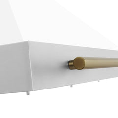 ZLINE Autograph Edition 30 in. Convertible Stainless Steel Range Hood with White Matte Shell and Champagne Bronze Accents - KB4STZ-WM30-CB - The Home Selection