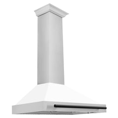 ZLINE Autograph Edition 36 in. Convertible Stainless Steel Range Hood with White Matte Shell and Matte Black Accents - KB4STZ-WM36-MB - The Home Selection