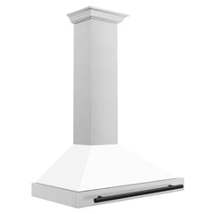 ZLINE Autograph Edition 36 in. Convertible Stainless Steel Range Hood with White Matte Shell and Matte Black Accents - KB4STZ-WM36-MB - The Home Selection
