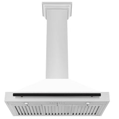 ZLINE Autograph Edition 36 in. Convertible Stainless Steel Range Hood with White Matte Shell and Matte Black Accents - KB4STZ-WM36-MB - The Home Selection