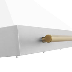 ZLINE Autograph Edition 48 in. Convertible Stainless Steel Range Hood with White Matte Shell and Polished Gold Accents - KB4STZ-WM48-G - The Home Selection