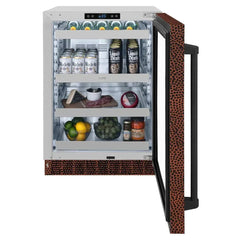 ZLINE 24 in. Touchstone 151 Can Beverage Fridge With Hand Hammered Copper Glass Door - RBSO-HH-24 - The Home Selection