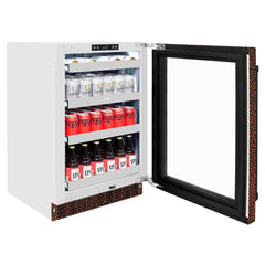 ZLINE 24 in. Touchstone 151 Can Beverage Fridge With Hand Hammered Copper Glass Door - RBSO-HH-24 - The Home Selection