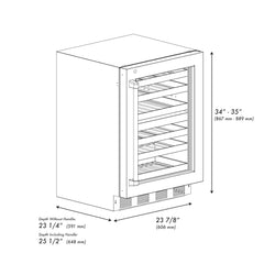 ZLINE 24 in. Touchstone Dual Zone 44 Bottle Wine Cooler With Black Stainless Steel Glass Door - RWDO-BS-24