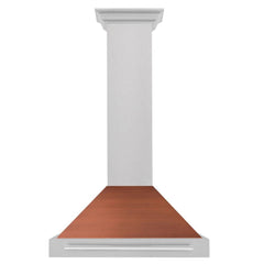 ZLINE 30 in. Convertible Satin Stainless Steel Wall Mount Range Hood with Copper Shell and Stainless Steel Handle - KB4SNX-C-30 - The Home Selection