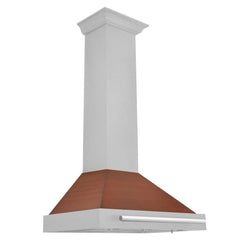 ZLINE 30 in. Convertible Satin Stainless Steel Wall Mount Range Hood with Copper Shell and Stainless Steel Handle - KB4SNX-C-30 - The Home Selection