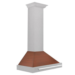 ZLINE 30 in. Convertible Satin Stainless Steel Wall Mount Range Hood with Copper Shell and Stainless Steel Handle - KB4SNX-C-30 - The Home Selection