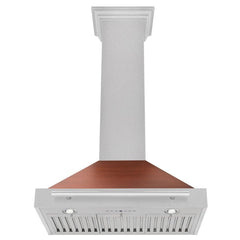 ZLINE 30 in. Convertible Satin Stainless Steel Wall Mount Range Hood with Copper Shell and Stainless Steel Handle - KB4SNX-C-30 - The Home Selection