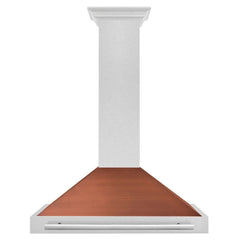 ZLINE 36 in. Convertible Satin Stainless Steel Wall Mount Range Hood with Copper Shell and Stainless Steel Handle - KB4SNX-C-36 - The Home Selection