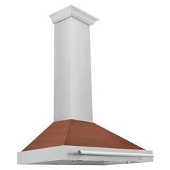ZLINE 36 in. Convertible Satin Stainless Steel Wall Mount Range Hood with Copper Shell and Stainless Steel Handle - KB4SNX-C-36 - The Home Selection