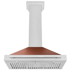 ZLINE 36 in. Convertible Satin Stainless Steel Wall Mount Range Hood with Copper Shell and Stainless Steel Handle - KB4SNX-C-36 - The Home Selection