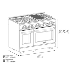ZLINE Autograph Edition 48 in. 6.7 cu. ft. Select Double Oven Dual Fuel Range with 8 Burner Gas Cooktop in DuraSnow® Stainless Steel with White Matte Doors and Polished Gold Accents - HDRSZ-WM-48-G - The Home Selection