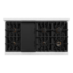 ZLINE Autograph Edition 48 in. 6.7 cu. ft. Select Double Oven Dual Fuel Range with 8 Burner Gas Cooktop in DuraSnow® Stainless Steel with White Matte Doors and Polished Gold Accents - HDRSZ-WM-48-G - The Home Selection