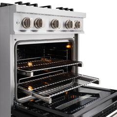 ZLINE 30 in. 4.2 cu. ft. Select Dual Fuel Range with 4 Burner Gas Cooktop and Electric Convection Oven in Stainless Steel with Black Matte Door - HDR-BLM-30 - The Home Selection