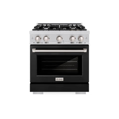 ZLINE 30 in. 4.2 cu. ft. Select Dual Fuel Range with 4 Burner Gas Cooktop and Electric Convection Oven in Stainless Steel with Black Matte Door - HDR-BLM-30 - The Home Selection