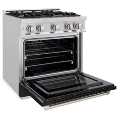 ZLINE 30 in. 4.2 cu. ft. Select Dual Fuel Range with 4 Burner Gas Cooktop and Electric Convection Oven in Stainless Steel with Black Matte Door - HDR-BLM-30 - The Home Selection