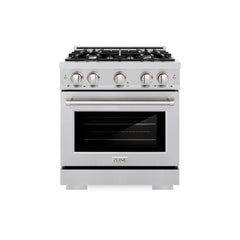 ZLINE 30 in. 4.2 cu. ft. Select Dual Fuel Range with 4 Burner Gas Cooktop and Electric Convection Oven in Stainless Steel - HDR30 - The Home Selection