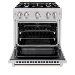 ZLINE 30 in. 4.2 cu. ft. Select Dual Fuel Range with 4 Burner Gas Cooktop and Electric Convection Oven in Stainless Steel - HDR30 - The Home Selection