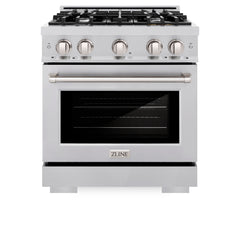 ZLINE 30 in. 4.2 cu. ft. Select Dual Fuel Range with 4 Burner Gas Cooktop and Electric Convection Oven in Stainless Steel - HDR30 - The Home Selection