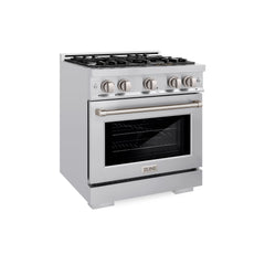 ZLINE 30 in. 4.2 cu. ft. Select Dual Fuel Range with 4 Burner Gas Cooktop and Electric Convection Oven in Stainless Steel - HDR30 - The Home Selection