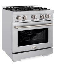 ZLINE 30 in. 4.2 cu. ft. Select Dual Fuel Range with 4 Burner Gas Cooktop and Electric Convection Oven in Stainless Steel - HDR30 - The Home Selection