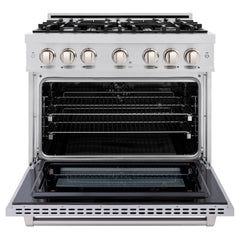 ZLINE 36 in. 5.2 cu. ft. Select Dual Fuel Range with 6 Burner Gas Cooktop and Electric Convection Oven in Stainless Steel - HDR36 - The Home Selection