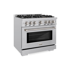 ZLINE 36 in. 5.2 cu. ft. Select Dual Fuel Range with 6 Burner Gas Cooktop and Electric Convection Oven in Stainless Steel - HDR36 - The Home Selection