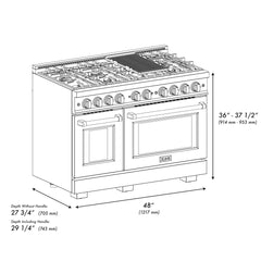ZLINE 48 in. 6.7 cu. ft. Select Double Oven Dual Fuel Range with 8 Burner Gas Cooktop in Stainless Steel - HDR48 - The Home Selection