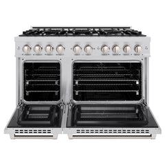 ZLINE 48 in. 6.7 cu. ft. Select Double Oven Dual Fuel Range with 8 Burner Gas Cooktop in Stainless Steel - HDR48 - The Home Selection