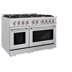 ZLINE 48 in. 6.7 cu. ft. Select Double Oven Dual Fuel Range with 8 Burner Gas Cooktop in Stainless Steel - HDR48 - The Home Selection