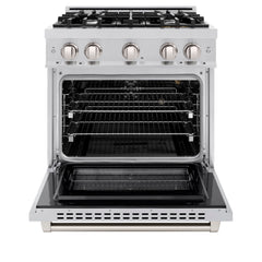 ZLINE 30 in. 4.2 cu. ft. Select Gas Range with 4 Burner Cooktop and Convection Gas Oven in Stainless Steel - HGR30 - The Home Selection