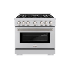 ZLINE 36 in. 5.2 cu. ft. Select Gas Range with 6 Burner Cooktop and Convection Gas Oven in Stainless Steel - HGR36 - The Home Selection