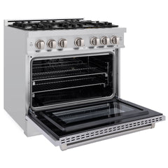 ZLINE 36 in. 5.2 cu. ft. Select Gas Range with 6 Burner Cooktop and Convection Gas Oven in Stainless Steel - HGR36 - The Home Selection