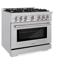 ZLINE 36 in. 5.2 cu. ft. Select Gas Range with 6 Burner Cooktop and Convection Gas Oven in Stainless Steel - HGR36 - The Home Selection