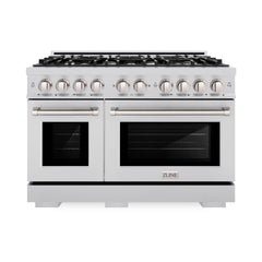 ZLINE 48 in. 6.7 cu. ft. Select Double Oven Gas Range with 8 Burner Cooktop in Stainless Steel - HGR48 - The Home Selection