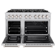 ZLINE 48 in. 6.7 cu. ft. Select Double Oven Gas Range with 8 Burner Cooktop in Stainless Steel - HGR48 - The Home Selection