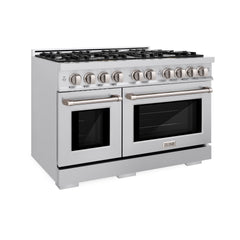 ZLINE 48 in. 6.7 cu. ft. Select Double Oven Gas Range with 8 Burner Cooktop in Stainless Steel - HGR48 - The Home Selection
