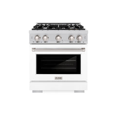 ZLINE 30 in. 4.2 cu. ft. Select Dual Fuel Range with 4 Burner Gas Cooktop and Electric Convection Oven in Stainless Steel with White Matte Door - HDR-WM-30 - The Home Selection