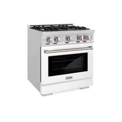 ZLINE 30 in. 4.2 cu. ft. Select Dual Fuel Range with 4 Burner Gas Cooktop and Electric Convection Oven in Stainless Steel with White Matte Door - HDR-WM-30 - The Home Selection
