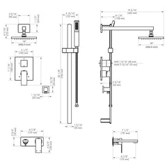 ZLINE Bliss Rainfall Shower System with 16 in. Oversized Shower Head in Brushed Nickel - BLS-SHS16-BN - The Home Selection