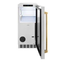 ZLINE Autograph Edition 15 in. Touchstone Gourmet Ice Maker with Drain Pump and Solid Stainless Steel Door - IGMDZ-ST-15
