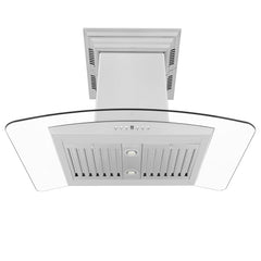 ZLINE 36 in. CrownSound™ Ducted Vent Island Mount Range Hood in Stainless Steel and Glass with Built-in Bluetooth Speakers - GL5iCRN-BT-36 - The Home Selection
