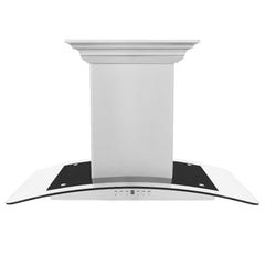 ZLINE 30 in. CrownSound™ Ducted Vent Island Mount Range Hood in Stainless Steel and Glass with Built-in Bluetooth Speakers - GL5iCRN-BT-30 - The Home Selection